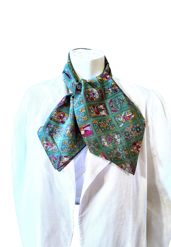 1950s green novelty cards rayon scarf ascot tie-PhotoRoom.png-PhotoRoom.png