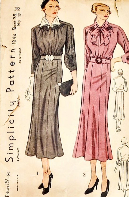 early 1930s vintage dress sewing pattern deco film noir simplicity.jpg