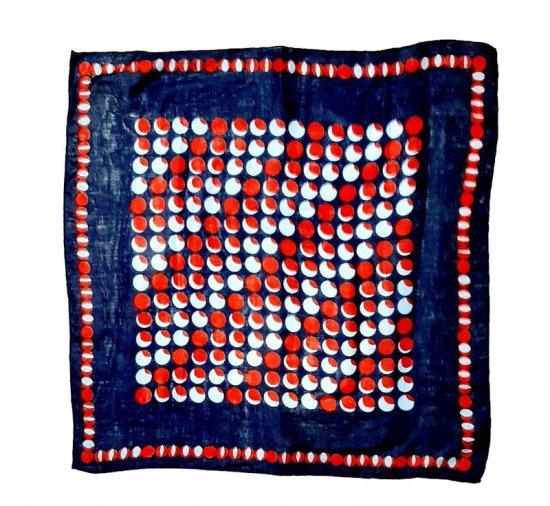 vintage deco dot cotton hankie bandana,red blue navy,anothertimevintageapparel.jpg