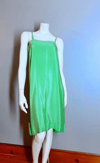 1920s antique green silk chemise slip,long length,bettebegoodvintage.jpg