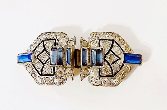 1930s antique belt buckle,stones,blue,small,anothertimevintageapparel.jpg