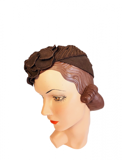 1930s brown rayon turban hat cloche another time vintage apparel 1.png