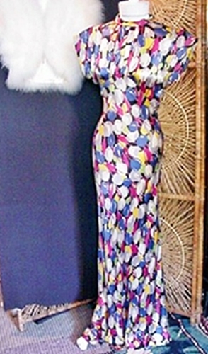 1930s gown and feather jacket,anothertimevintageapparel.JPG