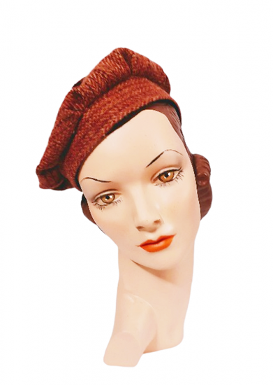 1930s rust wool beret tam hat pie wedge top another time vintage apparel 1.png