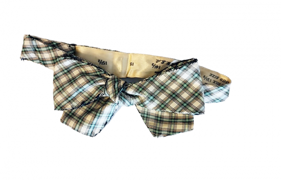 1930s vintage green plaid silk bow tie to be tied deco 1.png
