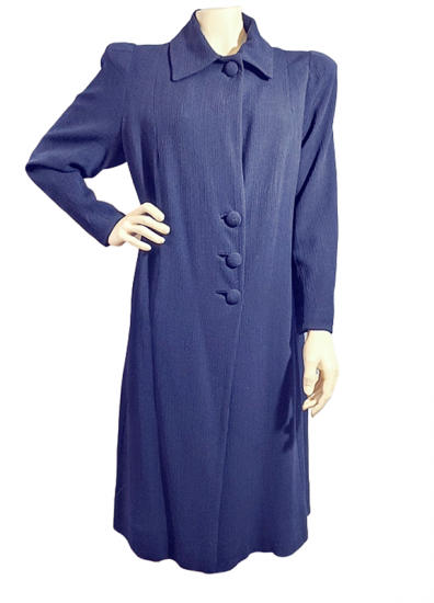 1940s light weght blue rayon coat buttons shoulder pads fitted 1.png