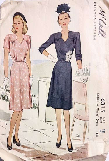 1940s mccalls pattern sweetheart neckline dress 1.jpg