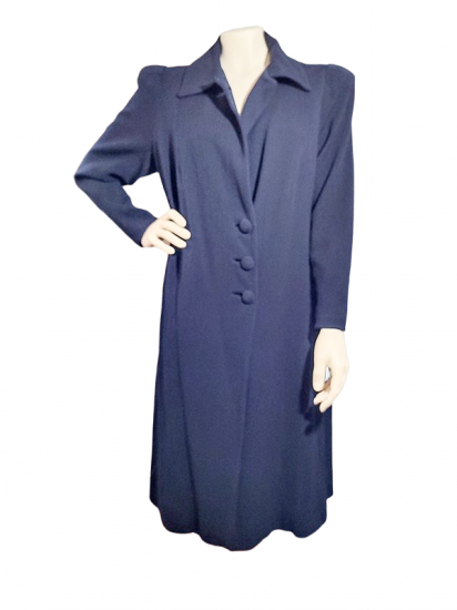 1940s navy rayon light weight fitted coat homefront war years not buttoned 1.png