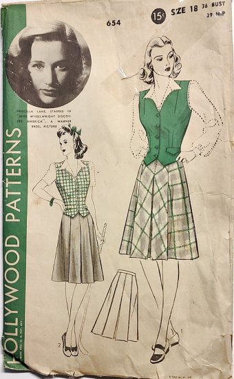 1940s vintage vest waistcoat and skirt pattern hollywood patterns movie star photo.jpg