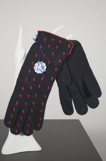 1950s ladies winter gloves black red nylon unworn with tags - 1.jpg