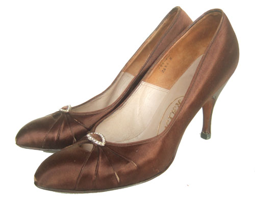 1950s Rayne brown silk court shoes small.jpg