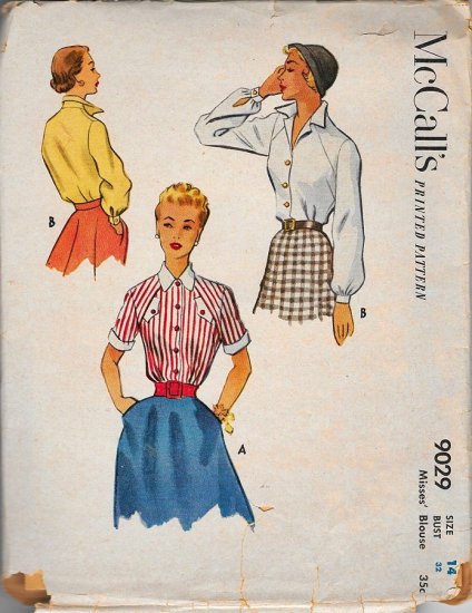 1950s vintage blouse pattern,3 styles of blouses tops,small,fifties,anothertimevintageapparel.jpg