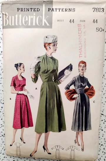 1950s vintage dress pattern butterick elegant bust 44 large.jpg