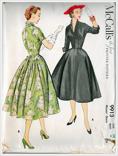 1950s vintage dress sewing pattern,size med,circle skirt,anothertimevintageapparel.jpg