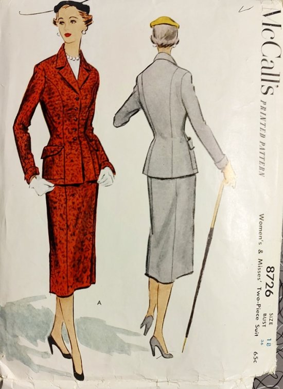 1950s vintage fitted skirt suit long skirt pattern mccalls.jpg