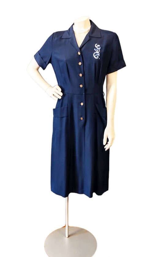1950s vintage navy fitted shirtwaist dress button front-Photoroom.jpg 2.jpg