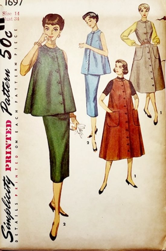 1950s vintage original maternity dress and suit pattern simplicity 1.jpg