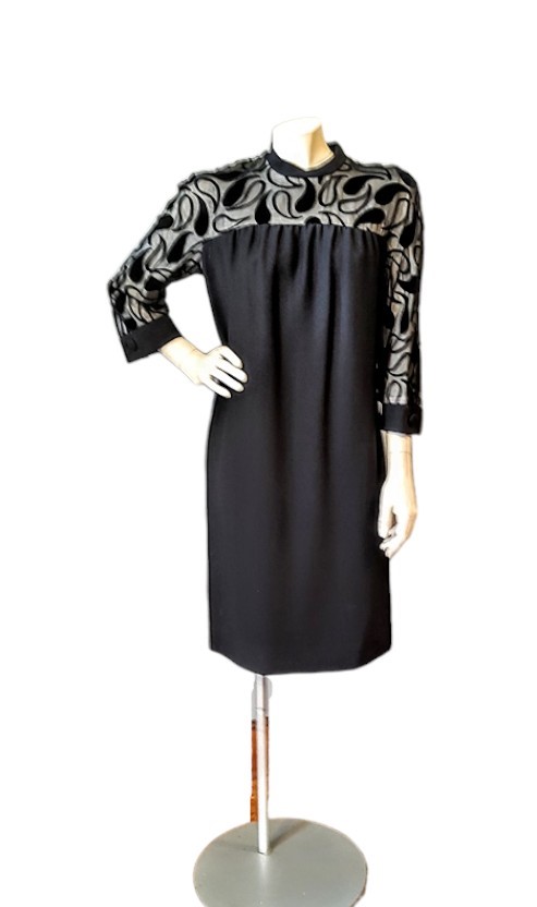 1960s black crepe shift dress sheer velvet yoke sleeves vintage-Photoroom.jpg 2.jpg