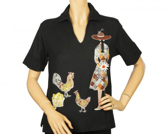 1960s Novelty Top Girl with chickens.jpg