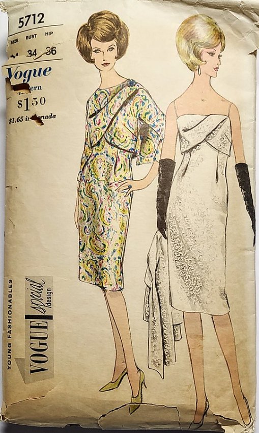 1960s sewing pattern slim cocktail dress and jacket vintage vogue.jpg