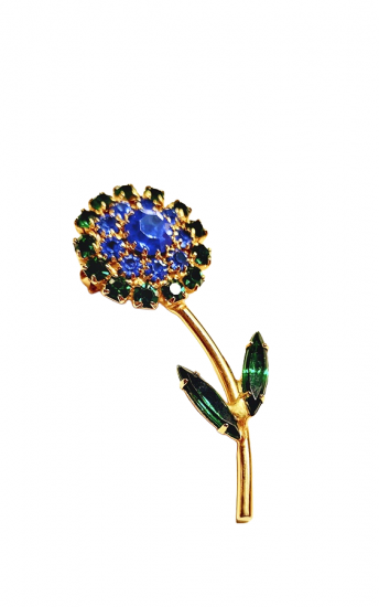1960s small blue green stone flower pin vintage.png