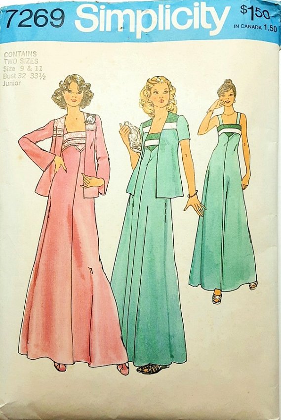 1970s simplicity gown dress pattern,30s look,gown jacket,vintage 1.jpg