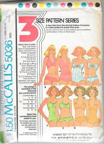 1970s vtg different type of bikini bathing suit pattern,simplicity,small.jpg