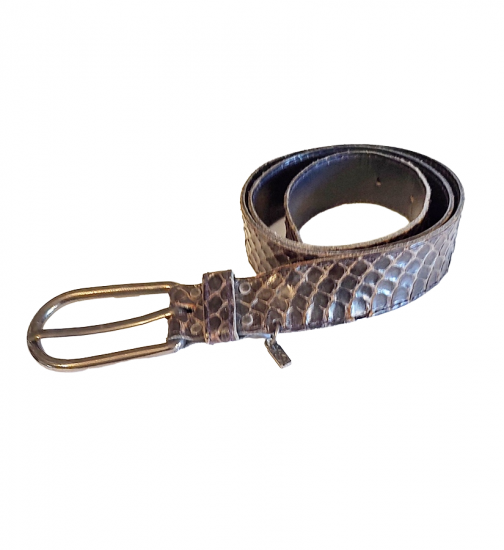 1980s designer vintage thin brown snake belt yves saint laurent ladies.png