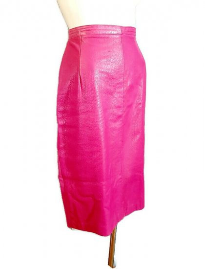 1990s vintage hot pink body con leather skirt,slim,sm xs.jpg