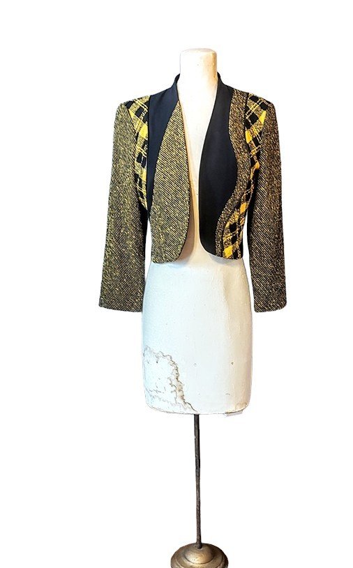 1990s yellow black color blocked short jacket bolero vintage-Photoroom.jpg 2.jpg