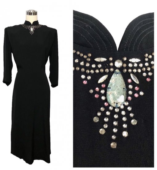 40s black dress jeweled necklace 2.jpg