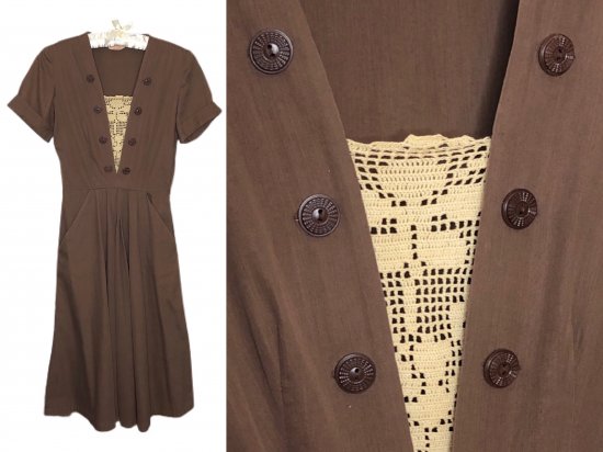 40s brown cotton dress mine.JPG