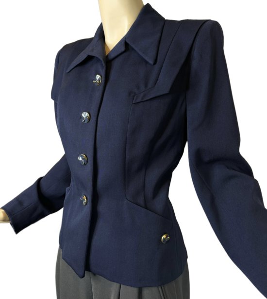 40s navy blue jacket with pinwheel buttons.jpeg