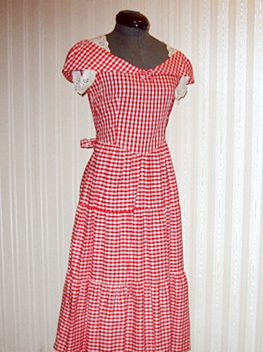 40s vintage red checked summer dress, anothertimevintageapparel.JPG
