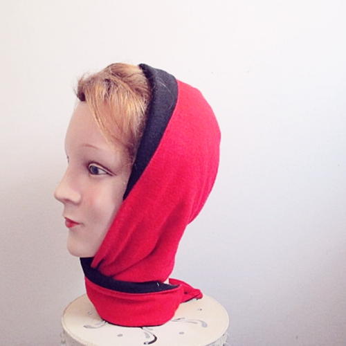 50s red black reversible hood scarf vintage,wool (2).jpg