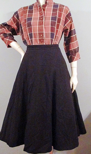 50s vintage circle skirt wool,full skirt,black,anothertimevintageapparel.JPG