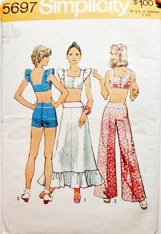 5697 simplicity vtg 70s pattern,long skirt shorts pants halter set 1.jpg