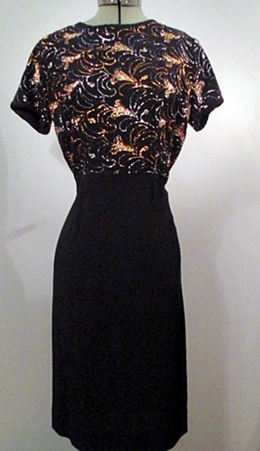 60s black vintage dress metallic top,anothertimevintageapparel.JPG