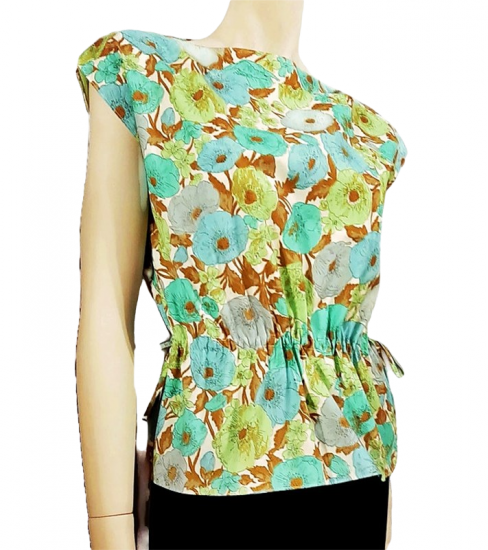 60s floral green drawstring top,vintage blouse 2.png