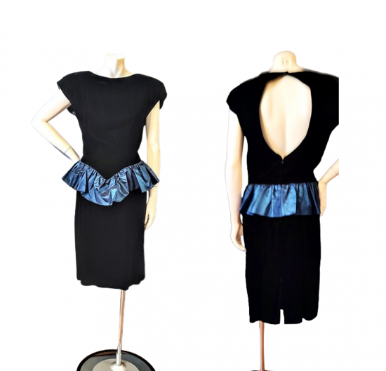 80s black velvet prom dress blue ruffle.png 2.png