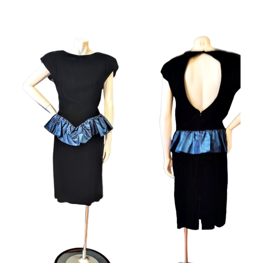 80s black velvet prom dress blue ruffle.png 2.png