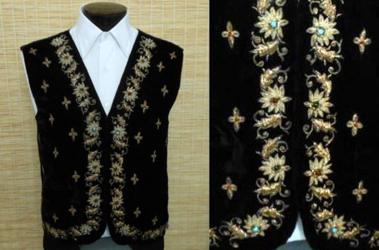 a double black velvet vest with gold bullion thread.jpg