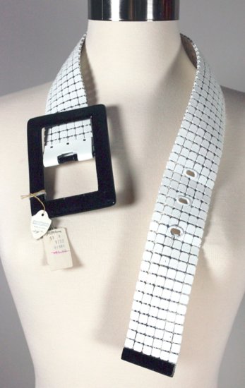 B55-Whiting and Davis metal mesh belt 1960s white enameled 24 waist - 11.jpg