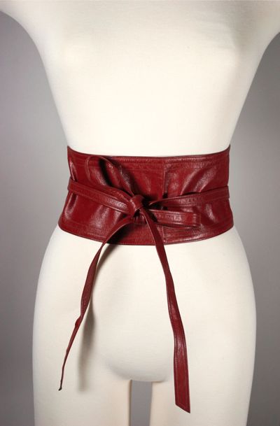 B58-wide leather belt 1970s oxblood corset style sash size S - 1.jpg