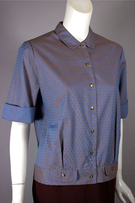 BL170-deadstock 1960s blouse short sleeve blue cotton 34 - 3.jpg