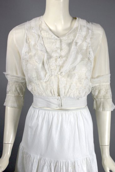 BL179-1900s 1910s Edwardian lace blouse white cotton - 01.jpg
