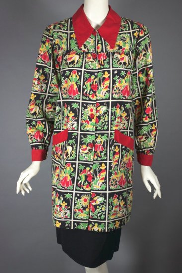 BL195-Mexico novelty print 1930s blouse cotton smock top - 1.jpg