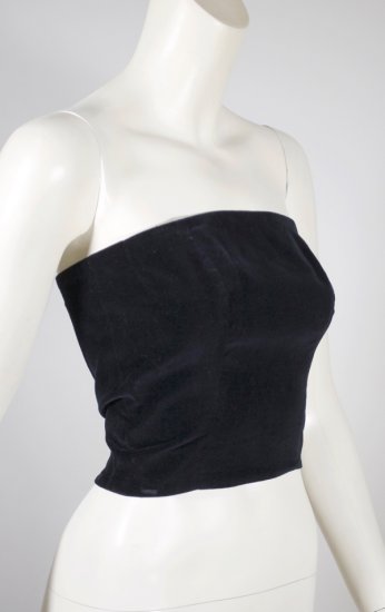 BL213-strapless 1950s top blouse black velveteen S 34 - 2.jpg