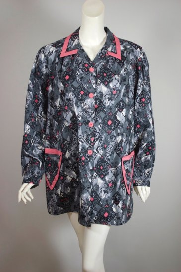BL215-grey pink cotton print 1940s smock top blouse L - 01.jpg