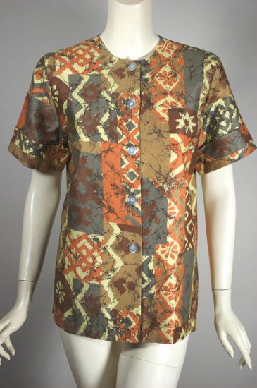 BL246-batik tiki print cotton top 1960s sleeveless blouse 36 - 01.jpg